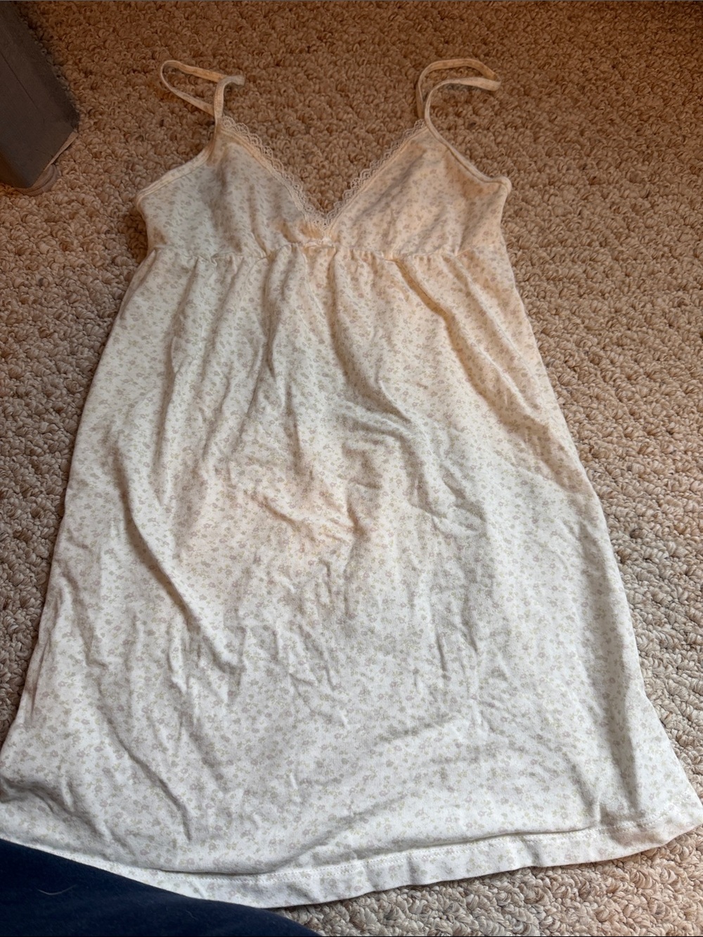 Brandy Melville Cream Floral Lace-Trim Slip Dress